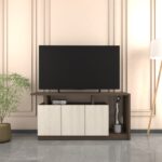 Centaur TV Unit with Storage Cabinets | Premium Engineered Wood | 25mm Thick Top | Dual Tone- Acacia Light & Mocha Brown | spacesbyU