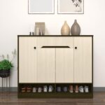 Roelo Shoe Rack (23 Pairs) with Drawer & Shelves | Premium Engineered Wood Shoe Cabinet | Dual Tone: Acacia Light & Dark | spacesbyU