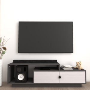 Caspo TV Unit with Storage | Engineered Wood TV Entertainment Unit | Dual Tone- Light & Dark Grey | spacesbyU