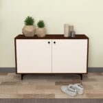 Akano Shoe Rack for 15 Pairs | Adjustable Shelves, Designer Legs | Engineered Wood Shoe Stand | Dual Tone: Brazilian Walnut & Frosty White | spacesbyU