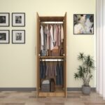 Keris Engineered Wood 2 Door Smart Wardrobe | 2 Hanger Rods & 2 Shelves | Wood Oak Light Finish | spacesbyU