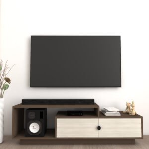 Caspo TV Unit with Storage | Engineered Wood TV | Entertainment Unit | Dual Tone: Mocha Brown & Acacia Light | spacesbyU