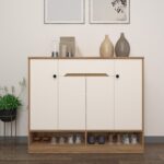 Roelo Shoe Rack (23 Pairs) with Drawer & Shelves | Premium Engineered Wood Shoe Cabinet | Dual Tone: Frosty White & Wood Oak Light | spacesbyU