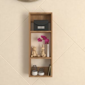 Stavro Wall Storage | 4 Shelf Wall-Mounted Rack | Premium Engineered Wood | Colour: Wood Light | Installation Type: DIY (Do-It-Yourself)
