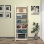 Trelo 2 Door Smart Wardrobe | 6 Shelves | Engineered Wood Cupboard | Finish- Frosty White | spacesbyU