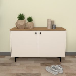 Akano Shoe Rack (15 Pairs) | Adjustable Shelves, Designer Legs | Premium Engineered Wood Shoe Stand | Colour: Frosty White & Wood Oak Light | spacesbyU