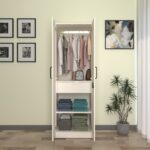 Hectra Smart Wardrobe | 2-Door Almirah with Hanger, 3 Shelves & Drawer | Engineered Wood | Finish - Frosty White | spacesbyU