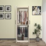 Keris Engineered Wood 2 Door Smart Wardrobe | 2 Hanger Rods & 2 Shelves | Finish - Frosty White | spacesbyUy