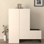 Kesto Shoe Rack (38 Pairs) with Right Seating | Premium Engineered Wood Shoe Cabinet | Spacious Storage | Dual Tone: Acacia Dark & Frosty White | spacesbyU