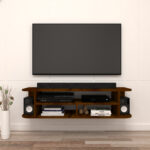 Aurivo Wall TV Unit for upto 55 Inch TVs with Storage and Open Shelves | Engineered Wood TV Entertainment Unit | Finish- Brazilian Walnut | Do-It-Yourself (DIY) | spacesbyU