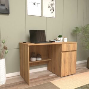 Agasta Study Table with Drawer Lock | Handle-Less Design | Premium Engineered Wood (Color - Wood Oak Light)