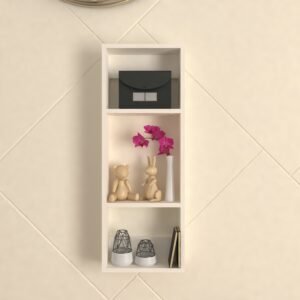 Stavro Wall Storage | 4 Shelf Wall-Mounted Rack | Premium Engineered Wood | Colour: Frosty White | Installation Type: DIY (Do-It-Yourself) | spacesbyU