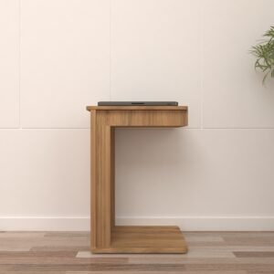 Storvii Lift-Top Storage Laptop Table | C-Shaped Sofa Laptop Table | Engineered Wood Laptop Side Table | Finish - Wood Oak Light | DIY Product (Do It Yourself ) | spacesbyU