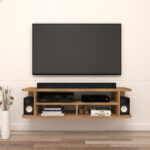 Aurivo Wall TV Unit for upto 55 Inch TVs with Storage and Open Shelves | Engineered Wood TV Entertainment Unit | Finish- Wood Oak Light | Do-It-Yourself (DIY) | spacesbyU