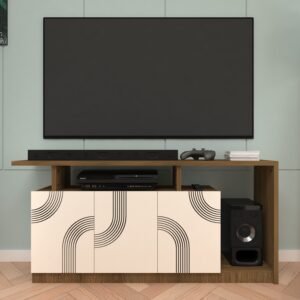 Centaur Designer TV Unit  | Engineered Wood TV Cabinet | Modern TV Stand for Living Rooms | Dual Tone: Wood Oak Dark & frosty White | spacesbyU