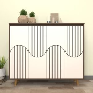 Octaro Shoe Rack (30 Pairs) with Designer Shutters | Solid Wood Legs, Adjustable Shelves | Premium Engineered Wood Shoe Cabinet | Dual Tone: Mocha Brown & Frosty White  | spacesbyU