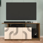 Centaur Designer TV Unit | Engineered Wood TV Cabinet | Modern TV Stand for Living Rooms | Dual Tone: Wood Oak Dark & frosty White | spacesbyU