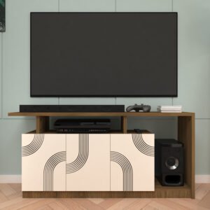 Centaur Designer TV Unit  | Engineered Wood TV Cabinet | Modern TV Stand for Living Rooms | Dual Tone: Wood Oak Dark & frosty White | spacesbyU