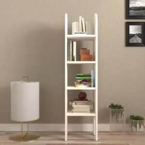 Arelia Slim Arch Bookshelf | Compact Vertical Storage with Curved Side Detailing | DIY Product (Do-It-Yourself) | Finish: Frosty White | spacesbyU