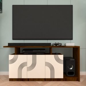Centaur Designer TV Unit  | Engineered Wood TV Cabinet | Modern TV Stand for Living Rooms | Dual Tone: Brazilian Walnut & frosty White | spacesbyU