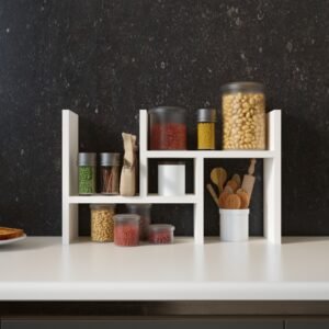 Grid Kitchen Organiser | Modern Kitchen Storage | Engineered Wood | Finish - Frosty White | DIY Product (Do It Yourself ) | spacesbyU