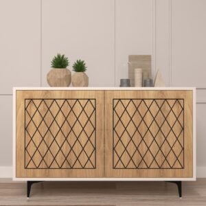 Akano Shoe Rack with Designer Shutters (15 Pairs) | Adjustable Shelves | Premium Engineered Wood | Finish: Frosty White & Wood Oak Light | spacesbyU