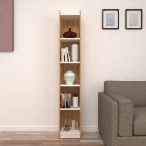 Oaktiva Slim 6-Tier Display Unit | Designer Groove Pattern | Engineered Wood Open Floor Standing Display Unit | Dual Tone - Wood Oak Light & Frosty White | DIY (Do-It-Yourself) | spacesbyU