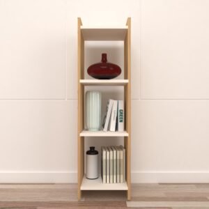 Grovia 4-Tier Display Unit | Designer Groove Pattern | Engineered Wood Open Floor Standing Display Unit | Dual Tone - Wood Oak Light & Frosty White | DIY (Do-It-Yourself) | spacesbyU