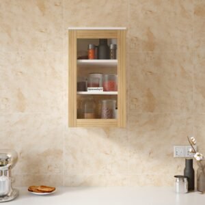 Verzo Kitchen Cabinet | Acrylic Doors | Engineered Wood | Dual Tone - Wood Oak Light & Frosty White | DIY Product (Do-It-Yourself) | spacesbyU