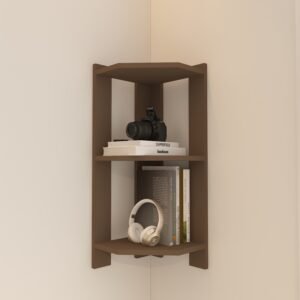 Corves Corner Wall Shelf | Space-Saving Storage | Corner Wall Shelf | Premium Engineered Wood Wall Shelf | Finish: Mocha Brown | Installation Type: DIY (Do-It-Yourself) | spacesbyU