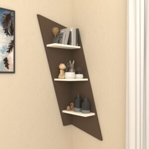 Slanix Wall Shelf | Designer 3 Tier Wall Mounted Shelf | Modern Floating Wooden Wall Rack | Premium Engineered Wood Wall Shelf | Dual Tone: Mocha Brown & Frosty White | Installation Type: DIY (Do-It-Yourself) | spacesbyU