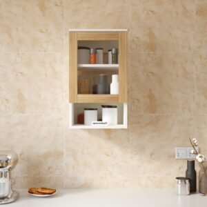 Virex Kitchen Cabinet | Acrylic Doors | Engineered Wood | Dual Tone - Wood Oak Light & Frosty White | DIY Product (Do-It-Yourself) | spacesbyU