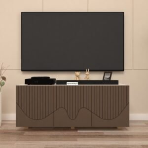 Krevix TV Unit | Engineered Wood | TV Entertainment Unit | Finish: Mocha Brown and Frosty White | spacesbyU