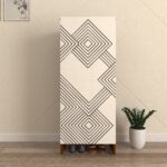 Walaro Shoe Rack for 14 Pairs with Designer Shutters | Solid Wood Legs, Adjustable Shelves | Premium Engineered Wood Shoe Cabinet | Dual Tone: Frosty White & Brazilian Walnut | spacesbyU