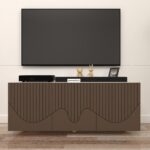 Krevix TV Unit | Engineered Wood | TV Entertainment Unit | Finish: Mocha Brown and Frosty White | spacesbyU
