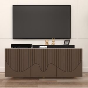 Krevix TV Unit | Engineered Wood | TV Entertainment Unit | Finish: Mocha Brown and Frosty White | spacesbyU