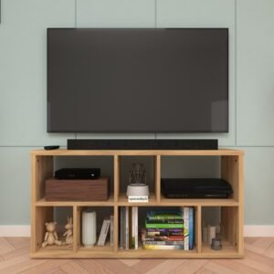 Kerosh TV Unit | Engineered Wood | Floor-Standing TV Entertainment Unit | Finish: Wood Oak Light | DIY Product (Do-It-Yourself) | spacesbyU