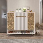 Roelo Designer Shoe Rack (23 Pairs) with Legs | Premium Engineered Wood Shoe Cabinet | Dual Tone: Wood Oak Light and Frosty White | spacesbyU