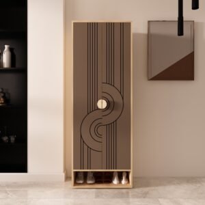 Grenar Designer Shoe Rack (30 Pairs) | Premium Engineered Wood Shoe Cabinet, Spacious Storage | Dual Tone: Mocha Brown and Wood Oak Light | spacesbyU