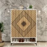 Pegor Designer Shoe Rack (24 Pairs) | Metal Legs | Premium Engineered Wood Shoe Cabinet | Dual Tone: Wood Oak Light & Frosty White | spacesbyU