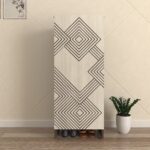 Walaro Shoe Rack for 14 Pairs with Designer Shutters | Solid Wood Legs, Adjustable Shelves | Premium Engineered Wood Shoe Cabinet | Dual Tone: Acacia Light and Mocha Brown | spacesbyU
