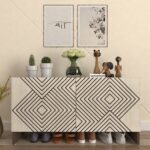 Frowal Shoe Rack for 12 Pairs with Designer Shutters | Premium Engineered Wood Shoe Cabinet | Dual Tone: Acacia Light and Mocha Brown | spacesbyU