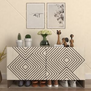 Frowal Shoe Rack for 12 Pairs with Designer Shutters | Premium Engineered Wood Shoe Cabinet | Dual Tone: Acacia Light and Mocha Brown | spacesbyU