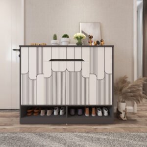 Roelo Designer Shoe Rack (23 Pairs) with Drawer & Shelves | Premium Engineered Wood Shoe Cabinet | Dual Tone: Acacia Light & Dark | spacesbyU