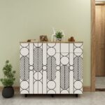 Vedano Designer Shoe Rack (23 Pairs) with Drawer | Metal Legs, Designer Shutters | Premium Engineered Wood Shoe Cabinet | Dual Tone: Wood Oak Light & Frosty White | spacesbyU