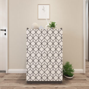 Cabrolo Designer Shoe Rack (15 Pairs) | Premium Engineered Wood Shoe Stand | Colour: Dark Grey & Frosty White |  spacesbyU