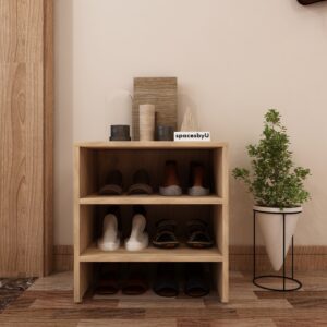 Aven Shoe Rack for 6 Pairs | Engineered Wood Shoe Rack | Dual Tone: Wood Oak Light and Frosty White | DIY Product (Do-It-Yourself) | spacesbyU