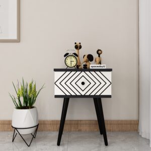 Kyro Designer Side Table | Side Table | Engineered Wood Side Table | Finish - Frosty White & Black | DIY Product (Do It Yourself ) | spacesbyU