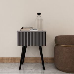 Vexa Side Table | Bedside Table | Engineered Wood Side Table | Finish - Frosty White and Black | DIY Product (Do It Yourself ) | spacesbyU