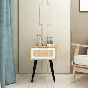 Elvora Side Table | Bed SideTable | Engineered Wood Side Table | Finish - Wood Oak Light and Frosty White| DIY Product (Do It Yourself ) | spacesbyU